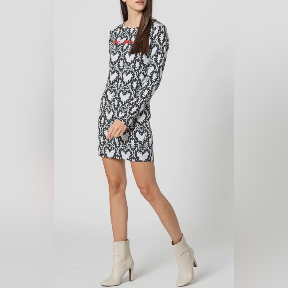 Moschino Black and White Long Sleeve Bodycon Dress